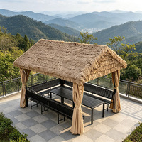 Pavillon d'extérieur Source Factory avec toit en chaume et structure en acier, imperméable en PE, idéal pour les fêtes de jardin, le camping et les événements sociaux