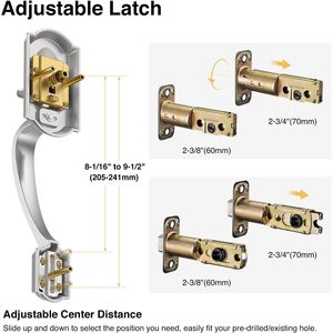 Poignée de porte d'entrée Calzibeno en nickel satiné, design traditionnel, installation facile, levier de passage ambidextre - Product Image 4