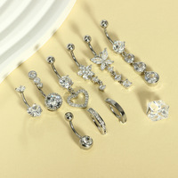 Offre Spéciale TD : Ensemble de 9 Piercings de Nombril en Acier Inoxydable Plaqué Or avec Zircon Cubique – Bijoux de Piercing Corporel Hypoallergéniques