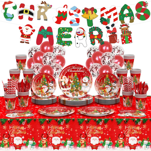 Artículos para Fiestas Navideñas Más Vendidos, Platos, Vasos, Servilletas, Manteles y Juegos de Vajilla Desechables Festivos de Papel - Product Image 5