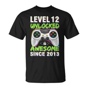 Livello 12 sbloccato. Fantastico da quando il 2013. Maglietta da gaming per il 12° compleanno. - Product Image 1