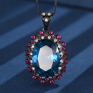 Fashion Jewelry Eco-friendly Copper Oval Cut 13*18mm Purple Zircon Accent Wholesale Necklace <b>Set</b> for Bulk Buyers - Product Image 4