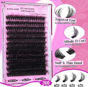 Kit de Pestañas Postizas Individuales Autoadhesivas Hechas a Mano 200D, Pestañas en Racimo 200D, Kit de Pestañas Postizas - Product Image 5