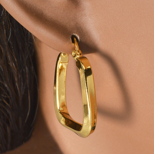 Pendientes de Aro Cuadrados de Acero Inoxidable Chapados en Oro de 18K, Resistentes al Agua, Sin Deslustre, Joyería Minimalista Diaria para Mujer - Product Image 2