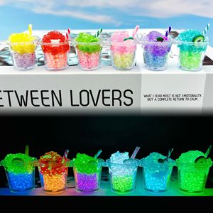 Creative 3D Luminous Resin Crafts Fruit Smoothie Cup Resin Pendant Hairpin Ornament Charms Resin for Decoration