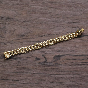 15Mm Single-row Domineering <b>Cuban</b> Bracelet, Japanese-shaped Copper Full of Zirconium Personality Hip-hop Tanjing Fashion - Product Image 3
