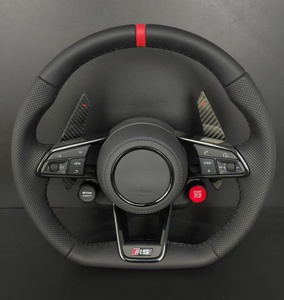 พวงมาลัยคาร์บอนไฟเบอร์พร้อมแป้นเปลี่ยนเกียร์สำหรับ <span class=keywords><strong>Audi</strong></span> S3 S4 S5 S6 S7 A3 A4 A5 A6 A7 Q3 Q5 Q7 พวงมาลัยสปอร์ตแบบกำหนดเอง - Product Image 1