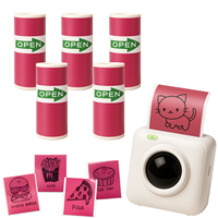 Rouleau de papier thermique direct imperméable Pink Meow, étiquettes adhésives de forme personnalisée pour imprimante Bluetooth portable, notes, mémos, étiquettes