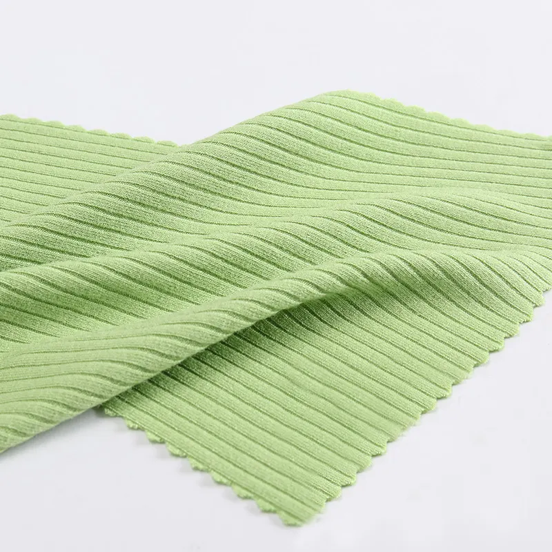 Tissu tricoté côtelé à couleur unie, 93% rayonne, 7% élasthanne, nouvelle collection