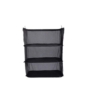 Sac de rangement suspendu à trois couches, organisateur en maille noire pour placard et voyage - Product Image 5
