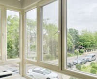 Ventana Abatible de Doble Vidrio con Triple Acristalamiento, Ventanas Abatibles de PVC con Marco de Plástico Resistente al Viento para Hoteles