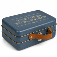 Boîte en métal personnalisée avec poignée et serrure, étui de rangement portable pour cadeaux, emballage rectangulaire imprimé, OEM