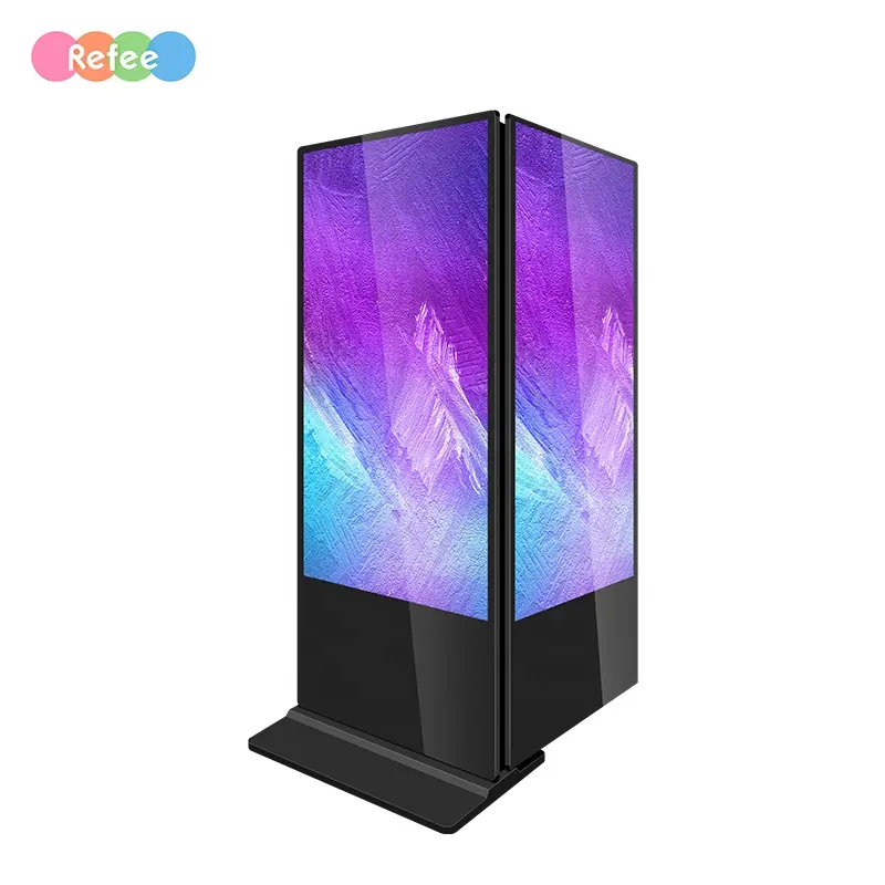 4k Android Wifi Advertising Player Poster Kiosk Touchscreen LCD Doppelseitiges Display Bodenst änder Digital Signage