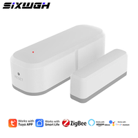 SIXWGH Smart Home Hotel Tuya Zigbee 3.0 Capteur magnétique de porte/fenêtre sans fil en plastique à piles, commande vocale/application Smart Life