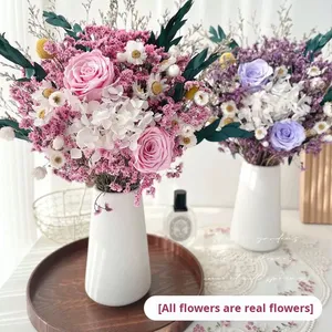 Fleur éternelle rose <span class=keywords><strong>feuille</strong></span> d'eucalyptus bouquet séché vraie fleur <span class=keywords><strong>gypsophile</strong></span> hortensia saint valentin fête des mères longue durée 3-5 - Product Image 2