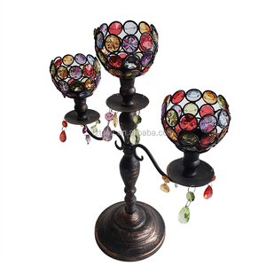 De <span class=keywords><strong>la</strong></span> boda de Interior marroquí soporte de vela y 3 <span class=keywords><strong>candelita</strong></span> titular con cuentas de colores - Product Image 1