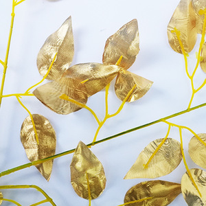 Branches artificielles de banian, plantes artificielles, feuilles en tissu, décoration de fond pour mariage et maison, plantes décoratives, branches jaunes artificielles - Product Image 5