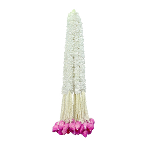 Guirnalda de Flores Artificiales Blancas con Borlas de Capullos de Loto Rosa, Decoración Floral Colgante para Bodas y Templos - Product Image 1