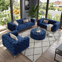 Canapé sectionnel Chesterfield en velours vert, style nordique, 2 places, modulaire, rectangulaire, contemporain, pour salon, 1, 2 ou 3 places