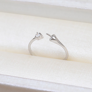 Anillo Abierto de Plata Coreana S925 Wenchi para Mujer, Modelo 17001, Anillo de Perlas Redondas Semiterminado para Perlas de Agua Dulce y Perlas de Arroz - Product Image 4
