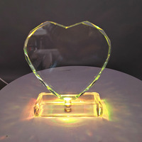 Cadre photo en verre cristal gravé au laser 2D GLINN, base LED personnalisée pour cadeau, 10/12/15CM, tendance mode, vente en gros à prix abordable