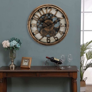 Noiseless silent Contour Chocolate <strong>Grey</strong> Color Decorative CLASSIC Retro <strong>Large</strong> Antique Wall <strong>Clock</strong> - Product Image 1