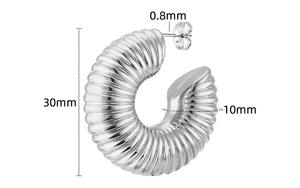 Pendientes de Aro en Forma de C Chapados en Oro para Mujer, Joyería Geométrica Gruesa de Aleación con Diseño Moderno de Rosca - Product Image 5
