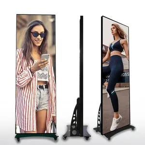 Indoor LED Poster Screen Full-color Screen Ultra-thin Floor Standing Mirror Screen LED Advertising Machine For Shopping Malls
