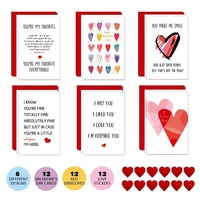 Impression personnalisée Vintage Je t'aime Valentine Cartes de vœux Cartes de remerciement avec enveloppes