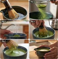 Coffret cadeau Matcha - Ensemble de fouets à Matcha 7 pièces avec fouet en bambou (Chasen), bol en céramique et accessoires pour la cérémonie du thé, ou pour un cadeau de pendaison de crémaillère