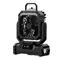 Ventilateur de camping portable 20000 mAh à refroidissement rapide avec télécommande, pulvérisation de brume d'eau, lumière LED rechargeable, boîtier de batterie et fonctionnement silencieux
