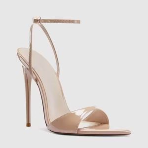 Sandales à talons en cuir PU pour femmes, style décontracté, bout ouvert, talon aiguille, pour soirée, chaussures de créateur tendance - Product Image 2