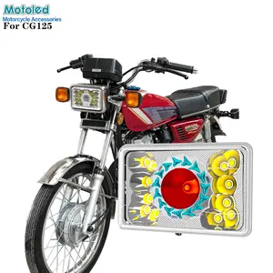 Motoled 6 Inch CG125 Accesorios LED Red DRL Semi-assembly Headlight with High Low Beam