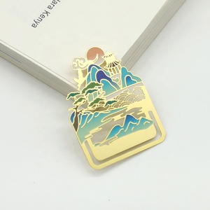 Segnalibro cinese retrò in metallo stile montagna artigianato placcato oro stampa per regalo Souvenir - Product Image 6
