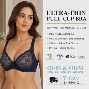 <span class=keywords><strong>Sujetador</strong></span> de Cobertura Total para Mujer, Talla Grande, Copa Grande, <span class=keywords><strong>Push</strong></span>-<span class=keywords><strong>Up</strong></span>, Ultrafino, Moldeado, Transpirable, 46E, Venta al Por Mayor - Product Image 2