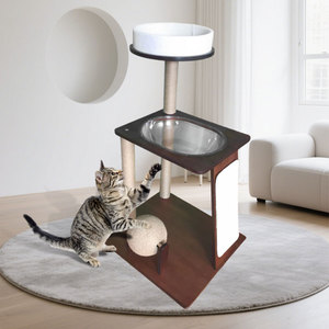 Griffoir vertical intégré en bois massif pour chat, avec joli petit nid pour chat, design anti-griffures pour la maison - Product Image 5