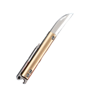 Mini couteau pliant en acier inoxydable à haute netteté poignée en laiton couteau utilitaire de poche OEM personnalisable pour le camping en plein air quotidien