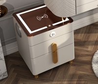 Coiffeuse Intelligente Blanche en Bois Massif de Chêne, Moderne, avec Recharge Sans Fil, Multifonctionnelle, Éclairage LED, pour Chambre, Salon, École
