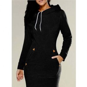 Custom Knitwear Drawstrings Hooded Jumpsuit Ribbed Pocket Full Women Sweater <strong>Dresses</strong> - Product Image 4