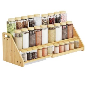 Estante de almacenamiento de especias expandible de madera, estantería de varios niveles, estante de almacenamiento de especias escalonado para encimera de cocina de bambú y madera - Product Image 2