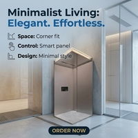 Ascenseur résidentiel pour villa 2-5 étages, capacité 400 kg, design capsule, éclairage LED, commande tactile, arrêt d'urgence, anti-chute, sans engrenages, pour appartement