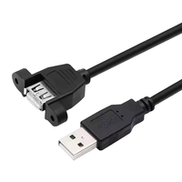 Câble d'extension USB 2.0 de 1 m avec verrouillage par vis, montage sur panneau, type A mâle vers type A femelle