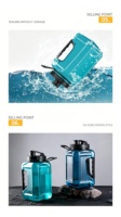 Bouteille d'eau en plastique écologique sans BPA à large ouverture de 2,4 L, grande capacité, anti-fuite, carrée, avec couvercle et pailles pour le sport