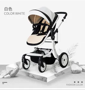 Poussette de luxe 3 en 1 pour bébé, porte-poussette haute vue, fournisseur chinois, cuir, OEM, cadre personnalisé, Logo