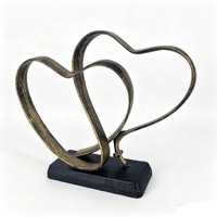 Sculpture en fonte de cœurs entrelacés, figurine religieuse, décoration de table, cadeau chrétien pour anniversaire de mariage, ornement