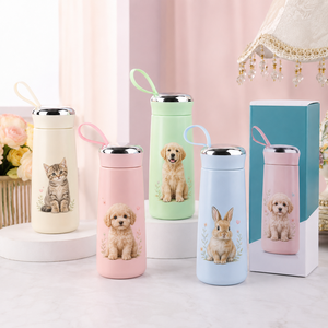 Botella de Vidrio Personalizada con Estampado de Mascotas, Diseño Lindo de Gato, Perro y Conejo, para Beber Directamente, Ecológica, para Viajes, Senderismo, Unisex, Libre de BPA - Product Image 3