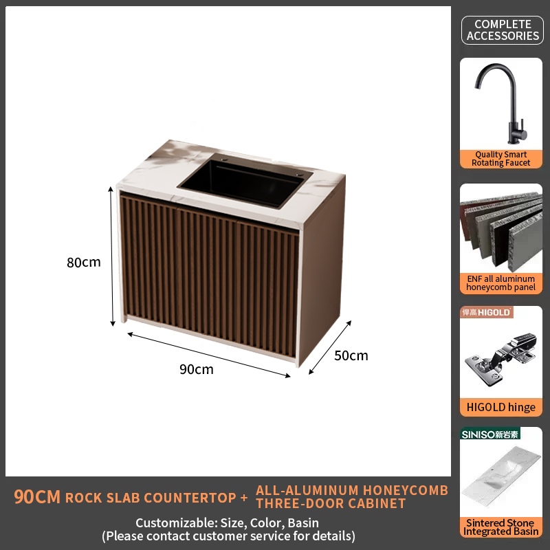 90Rock Slab Countertop + Triple Door Cabinet