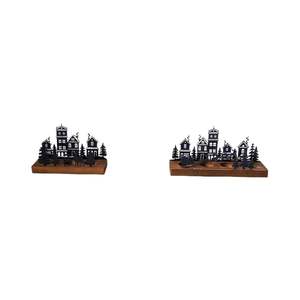 Lanterne en bois découpée en 3D pour bougie chauffe-plat, décor de table de Noël, style village de Noël - Product Image 6