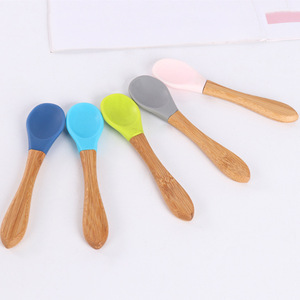 Fuente directa de fábrica de productos de madera para niños, incluyendo cucharas de silicona con mangos de madera maciza, mangos de madera para - Product Image 1