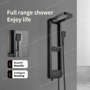 स्टेनलेस स्टील नल और शेल्फ स्नान और शॉवर नल के साथ शानदार मल्टी-फंक्शनल स्क्वायर-हेड शॉवर सिस्टम - Product Image 2
